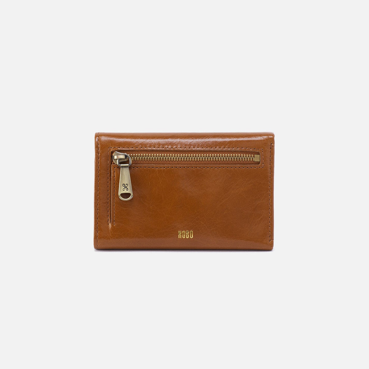 Jill Trifold Wallet In Polished Leather - Truffle | HOBO Popular