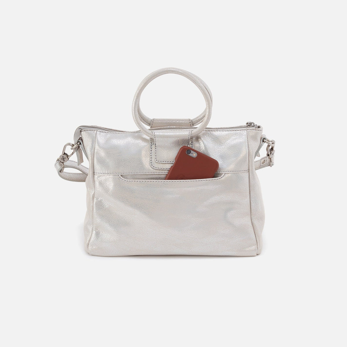 Sheila Medium Satchel In Metallic Leather - Silver | HOBO New