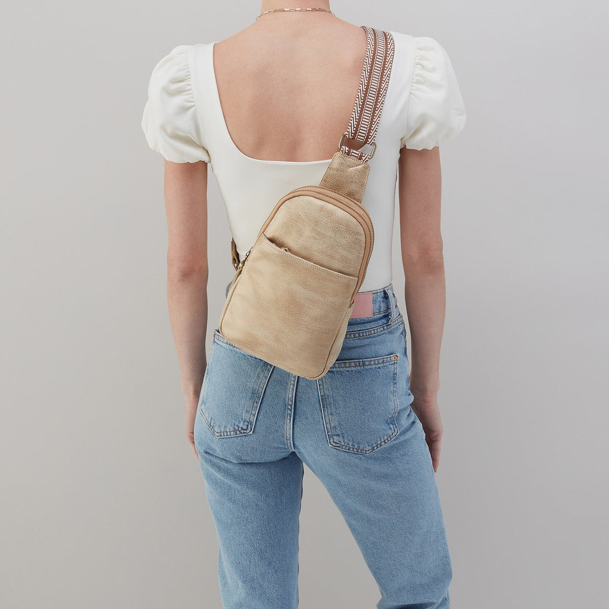 Cass Sling in Metallic Leather - Gold Leaf | HOBO Classic