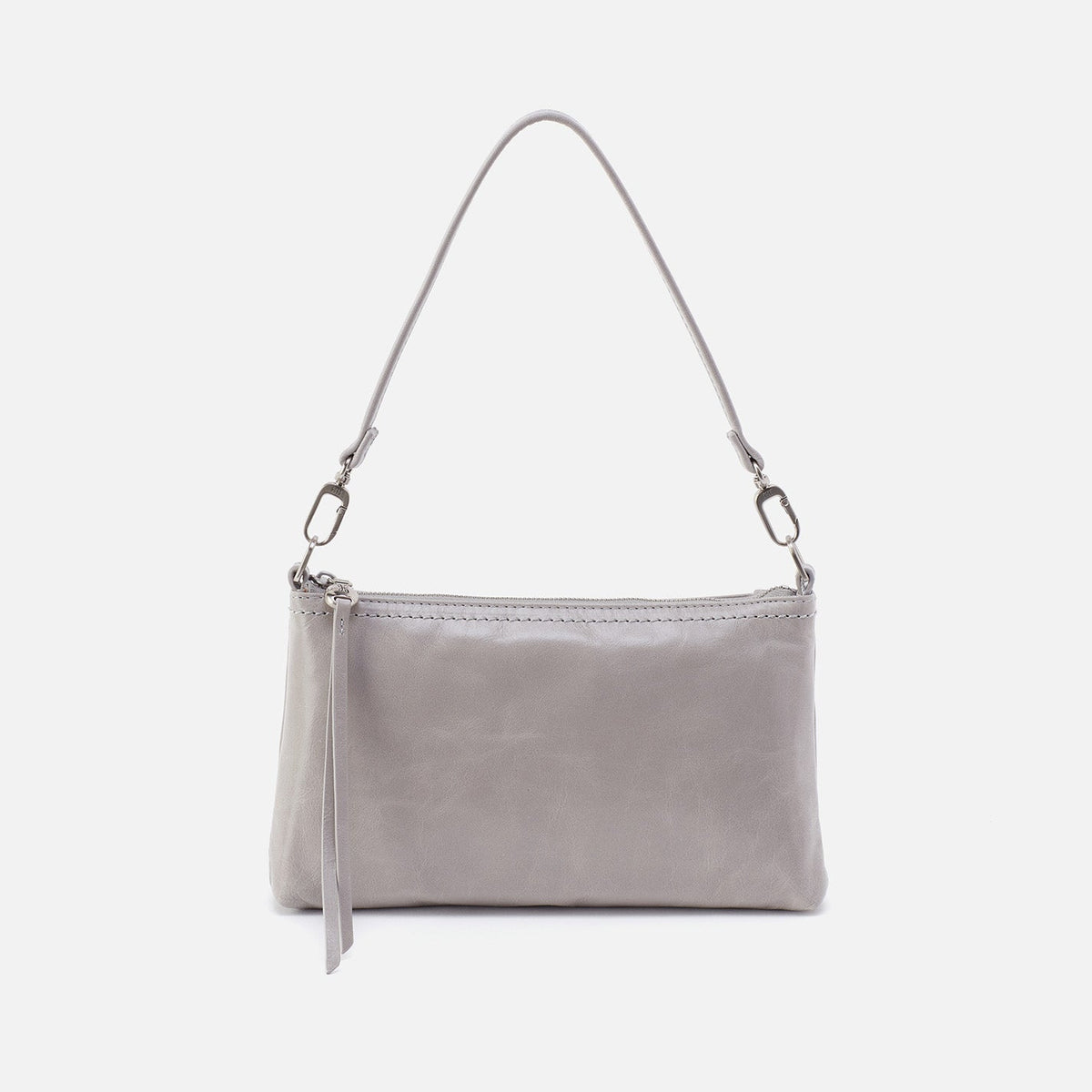 Darcy Crossbody In Polished Leather - Light Grey | HOBO Trusted