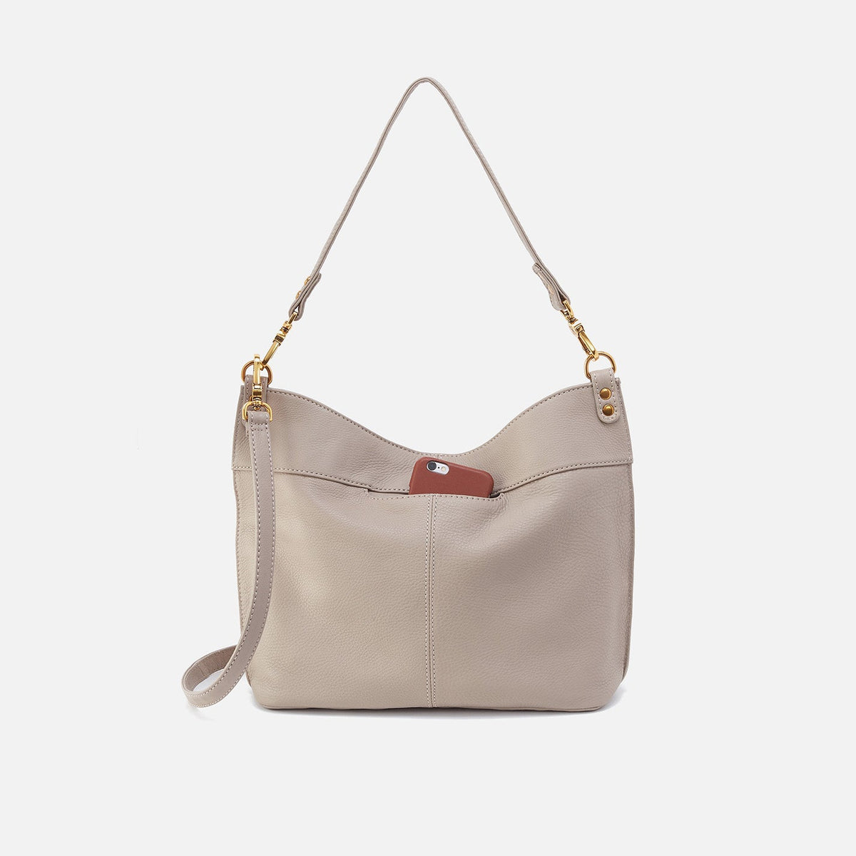 Pier Shoulder Bag In Pebbled Leather - Taupe | HOBO New