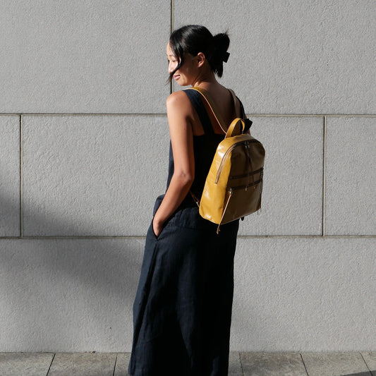 Billie Backpack In Polished Leather - Natural | HOBO New