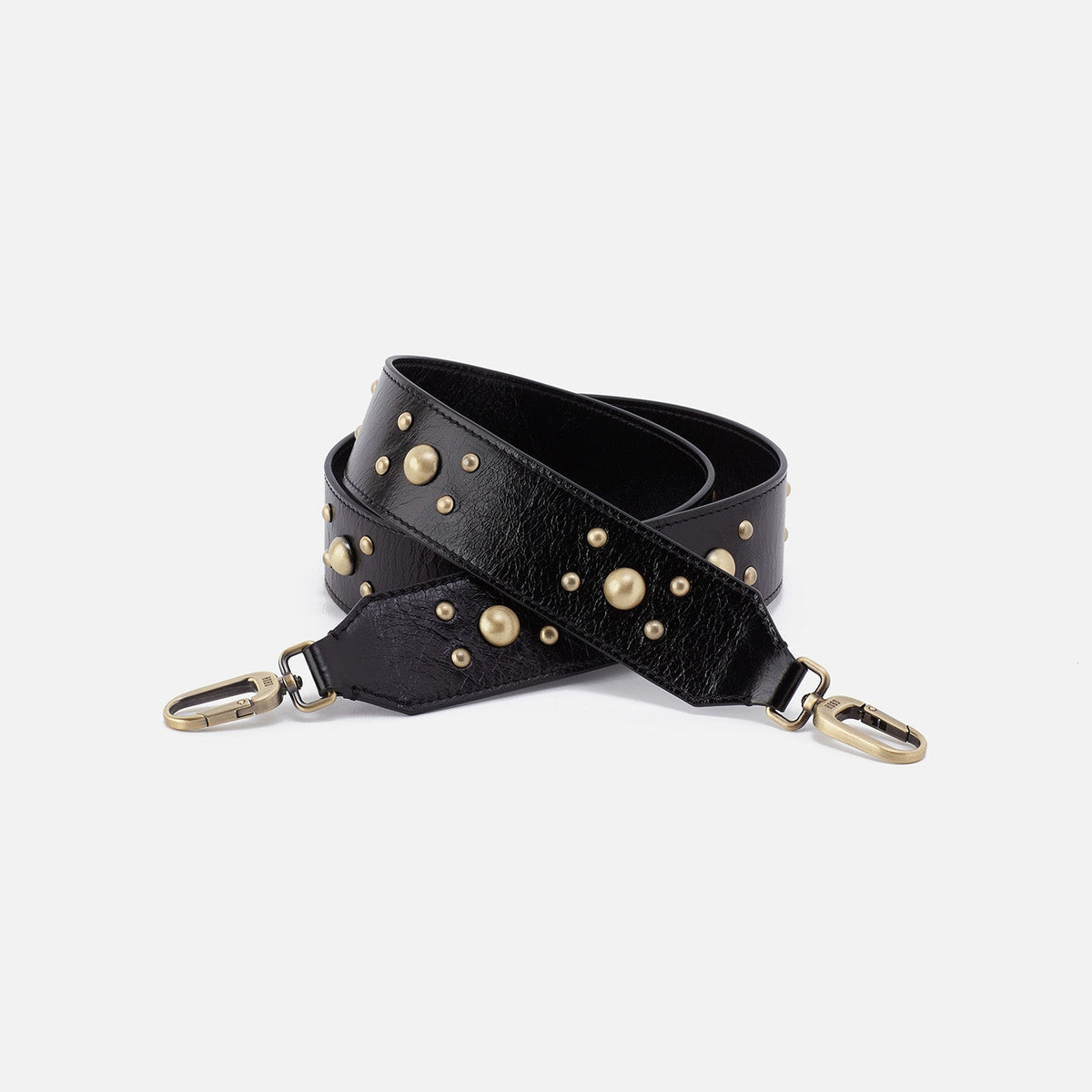 Stud Guitar Strap In Polished Leather - Black | HOBO Special Offer