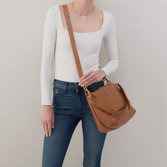 Harley Convertible Shoulder Bag in Pebbled Leather - Warm Honey | HOBO Classic