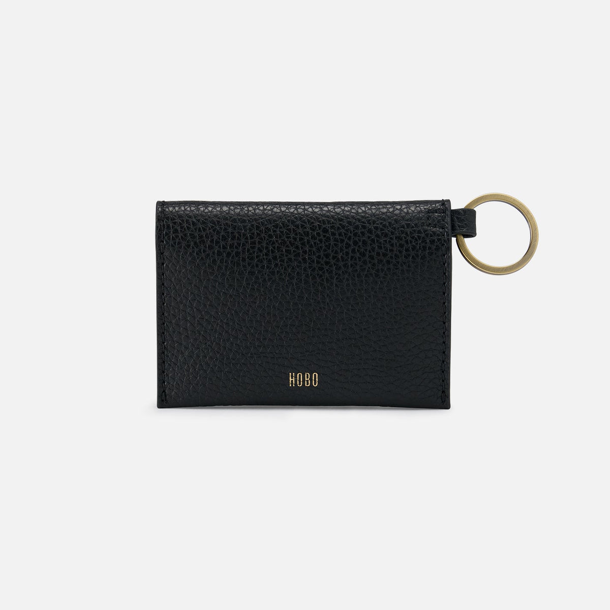 Vida Card Case in Micro Pebbled Leather - Black | HOBO Trusted