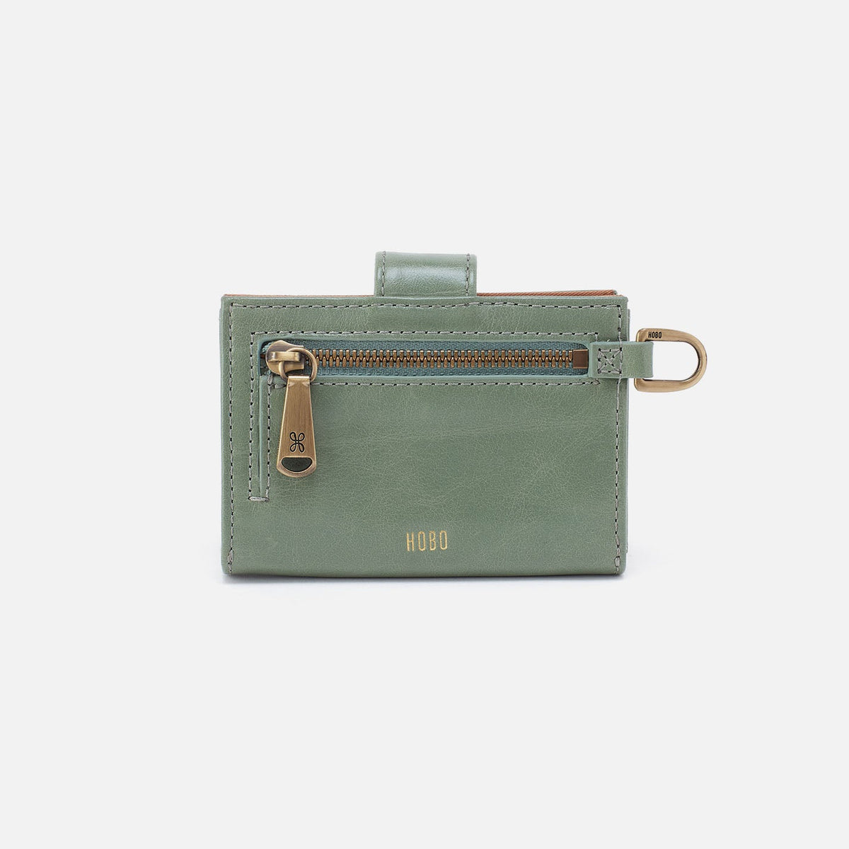 Jean Accordian Card Case In Polished Leather - Jade | HOBO New