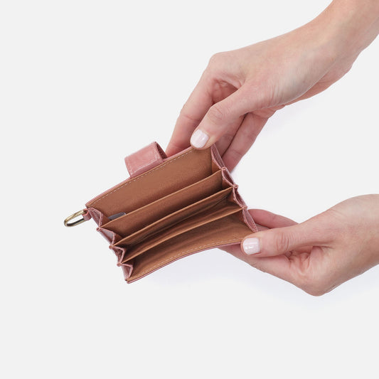 Jean Accordian Card Case In Polished Leather - Rose | HOBO Latest