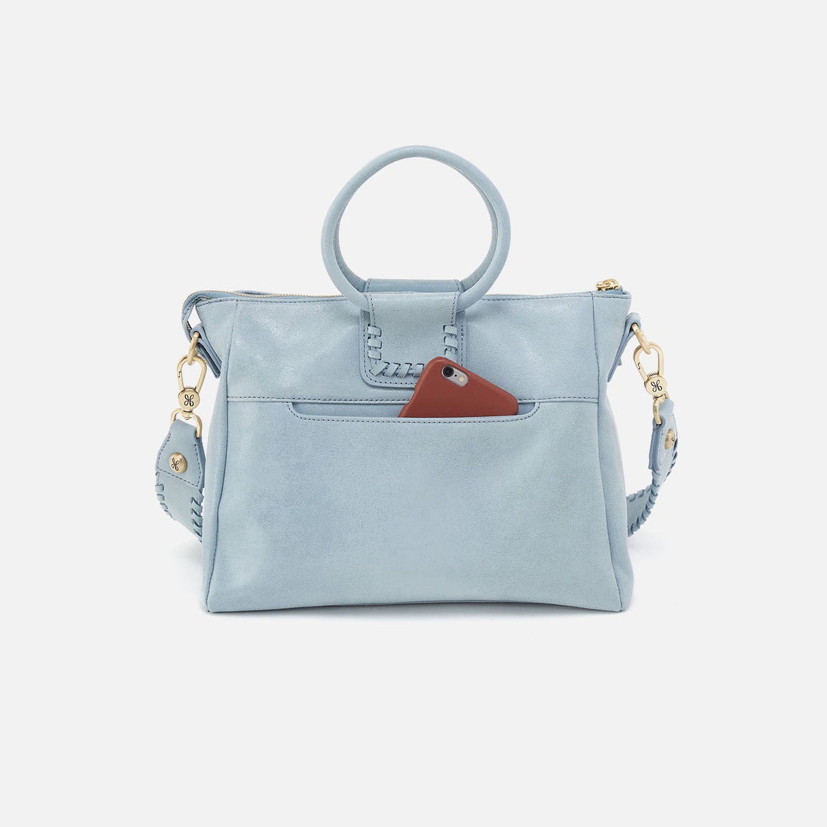 Sheila Medium Satchel In Buffed Leather - Sky | HOBO Signature
