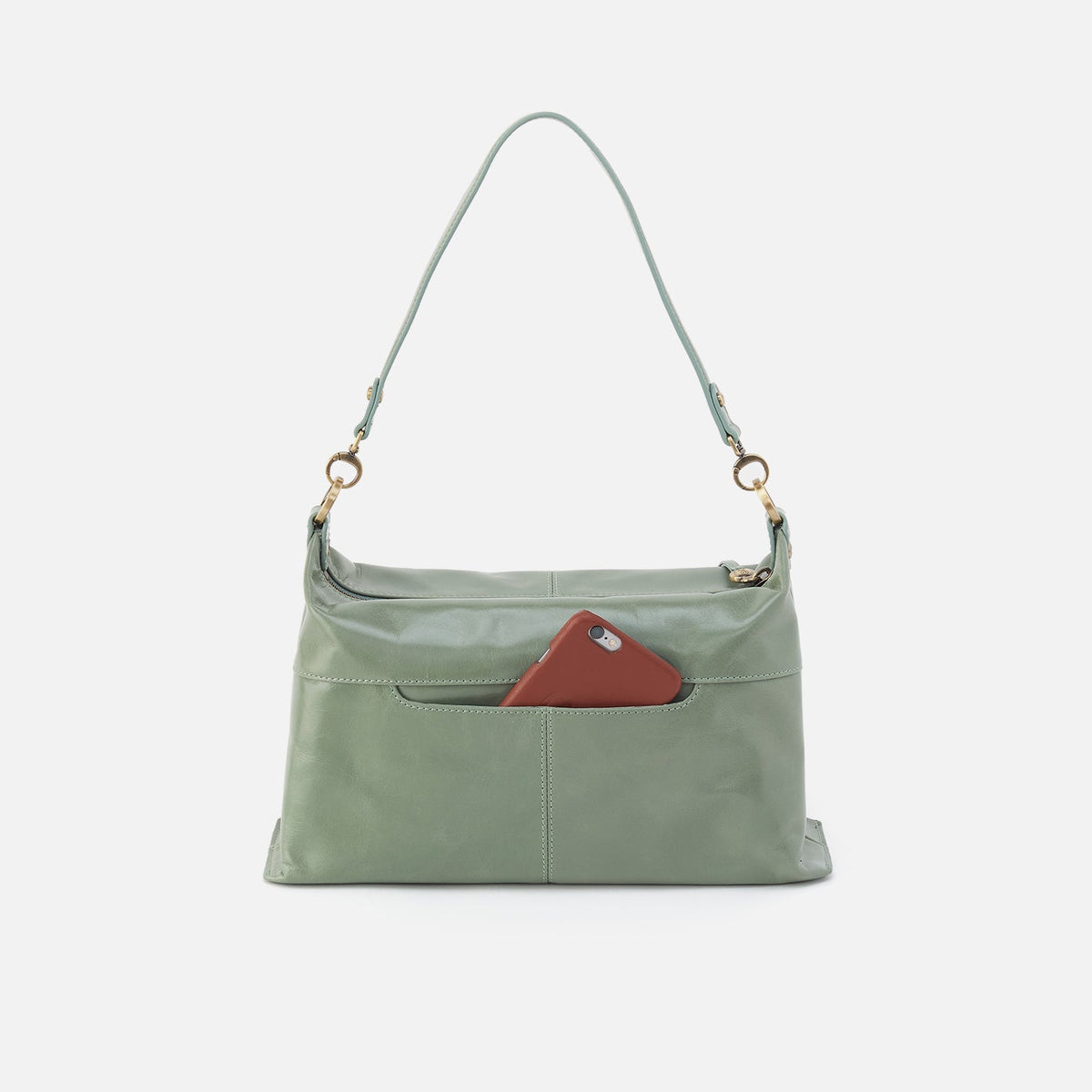 Avon Shoulder Bag In Polished Leather - Jade | HOBO Recommended