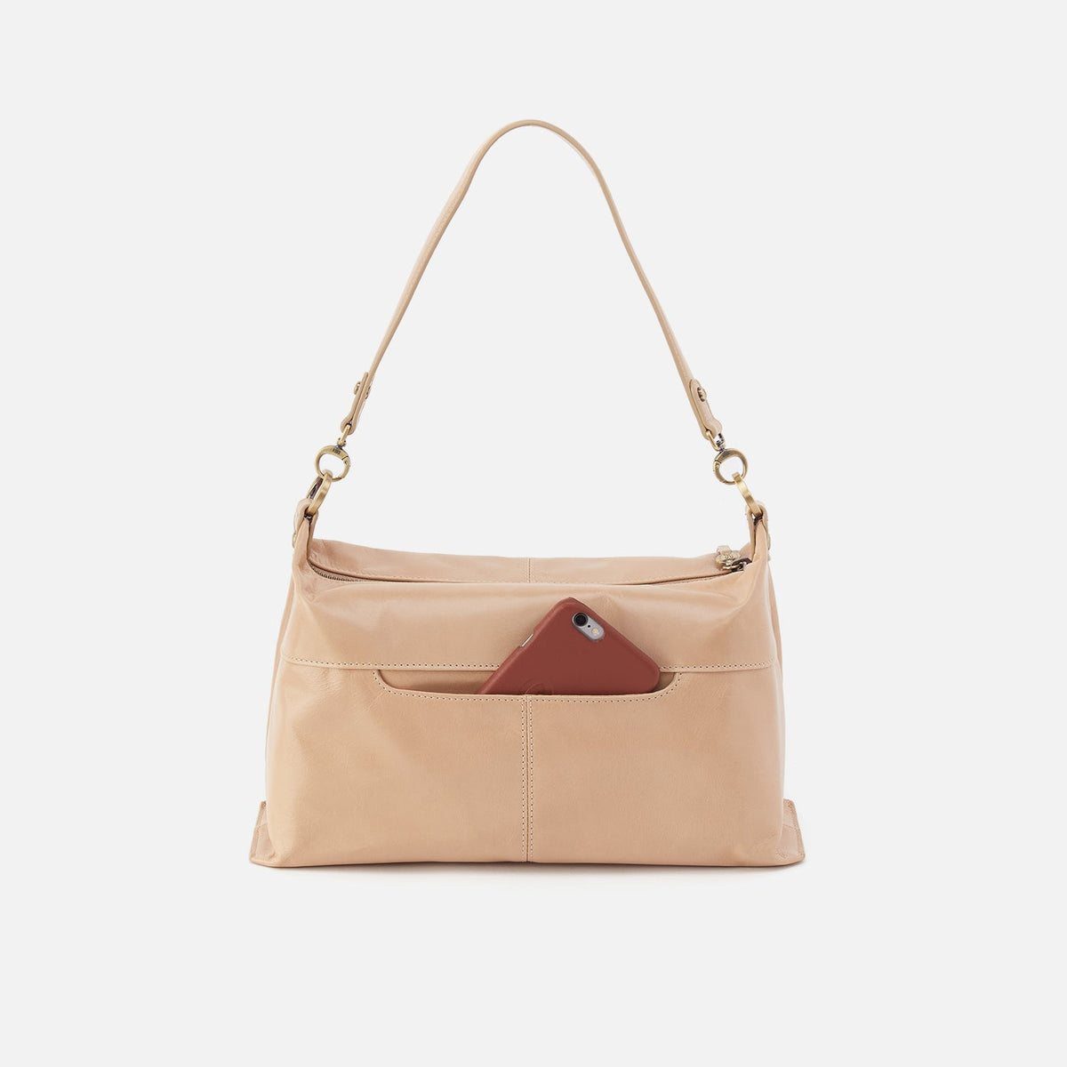 Avon Shoulder Bag In Polished Leather - Sand | HOBO Exclusive