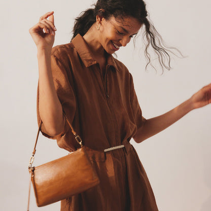 Darcy Crossbody In Polished Leather - Truffle | HOBO Discount
