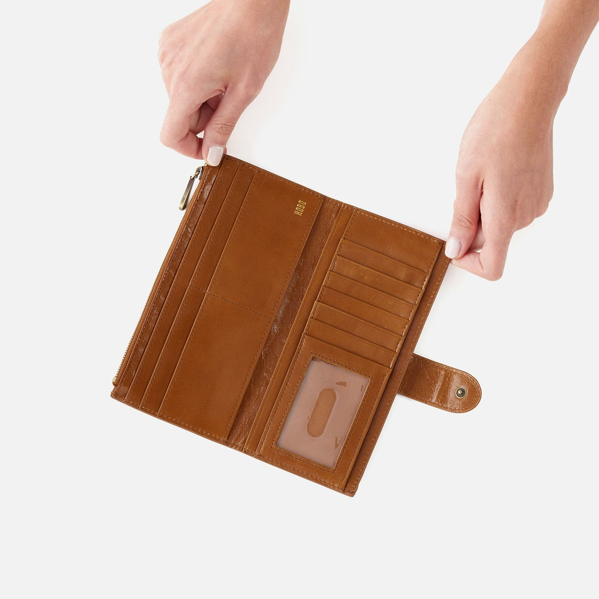 Dunn Continental Wallet In Polished Leather - Truffle | HOBO Value
