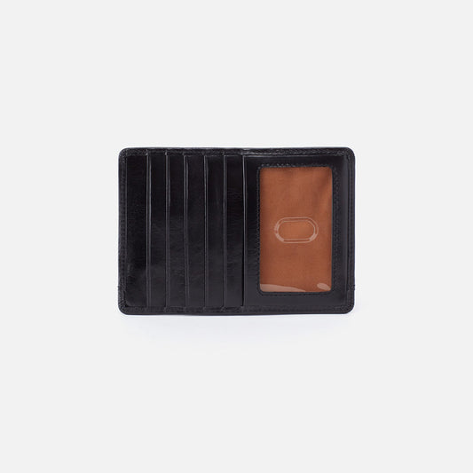 Euro Slide Card Case In Polished Leather - Black | HOBO Popular