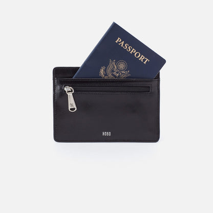 Euro Slide Card Case In Polished Leather - Black | HOBO Popular