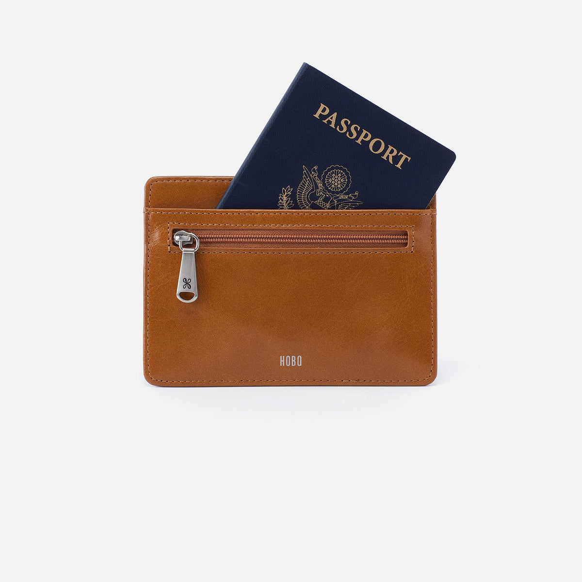 Euro Slide Card Case In Polished Leather - Truffle | HOBO Everyday