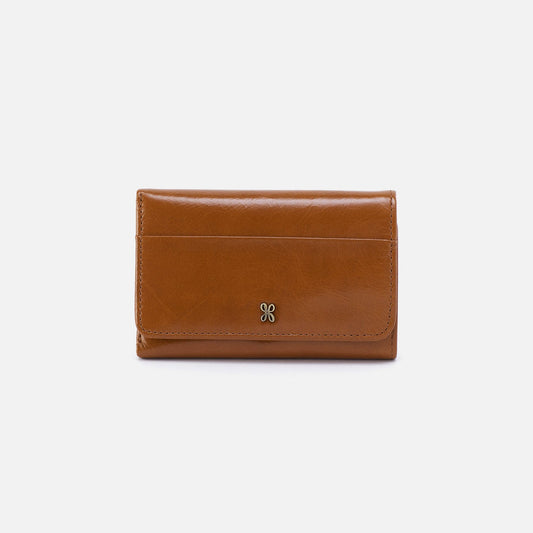 Jill Trifold Wallet In Polished Leather - Truffle | HOBO Popular