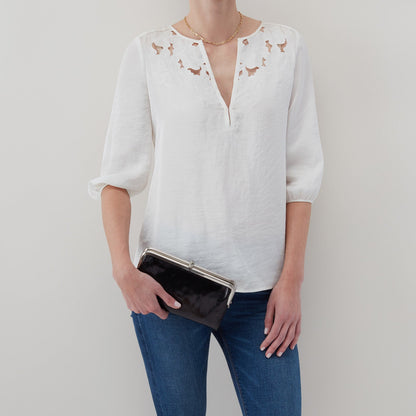 Lauren Clutch-Wallet In Polished Leather - Black | HOBO Great Value