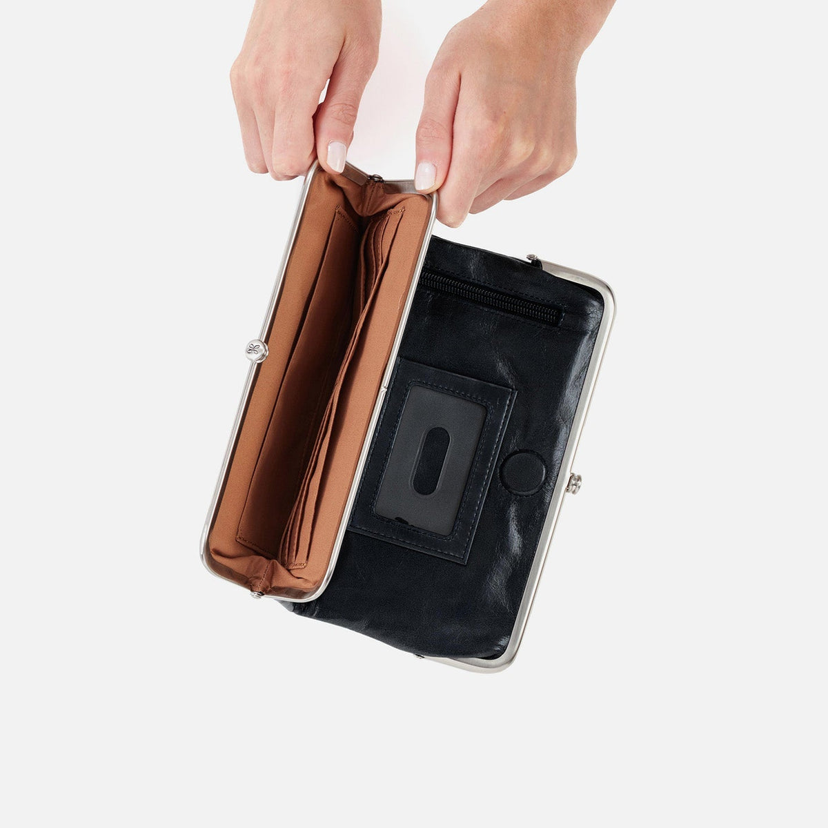 Lauren Clutch-Wallet In Polished Leather - Black | HOBO Great Value