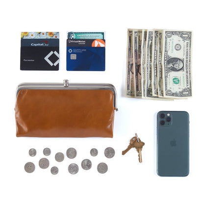 Lauren Clutch-Wallet In Polished Leather - Truffle | HOBO Trending