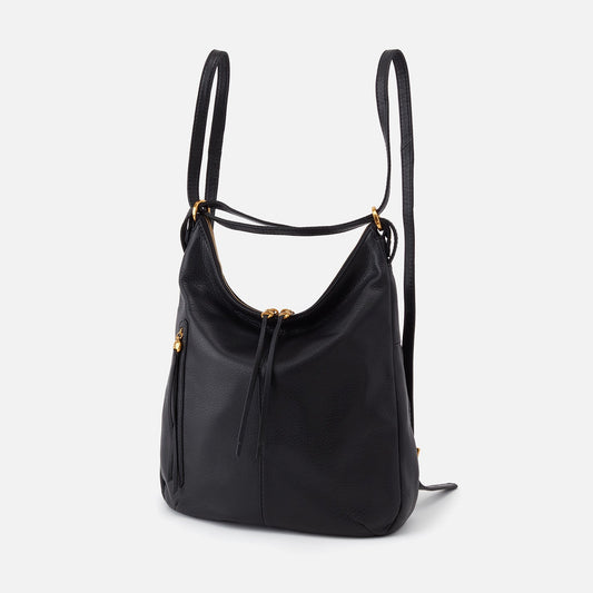 Merrin Convertible Backpack In Pebbled Leather - Black | HOBO Best Price