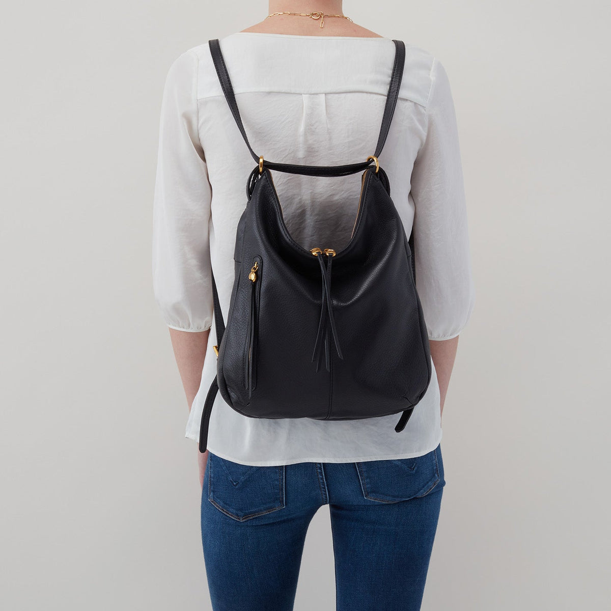Merrin Convertible Backpack In Pebbled Leather - Black | HOBO Best Price