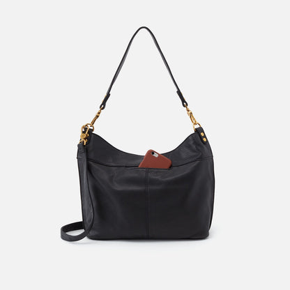 Pier Shoulder Bag In Pebbled Leather - Black | HOBO Latest