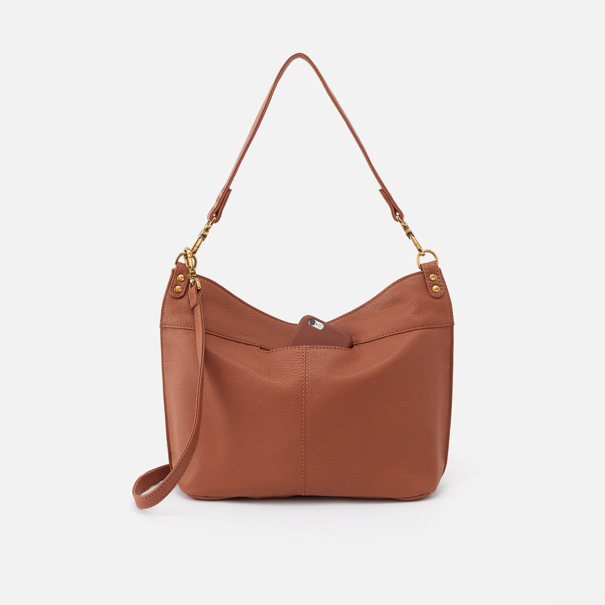 Pier Shoulder Bag in Pebbled Leather - Cashew | HOBO Exclusive