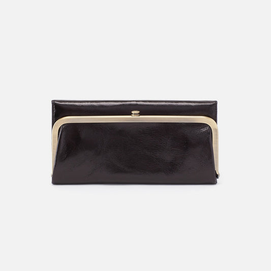Rachel Continental Wallet In Polished Leather - Black | HOBO Best Price