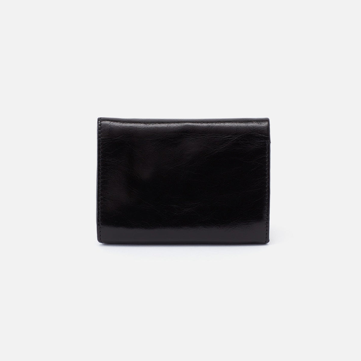 Robin Compact Wallet In Polished Leather - Black | HOBO Smart Buy