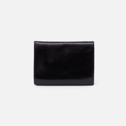 Robin Compact Wallet In Polished Leather - Black | HOBO Smart Buy