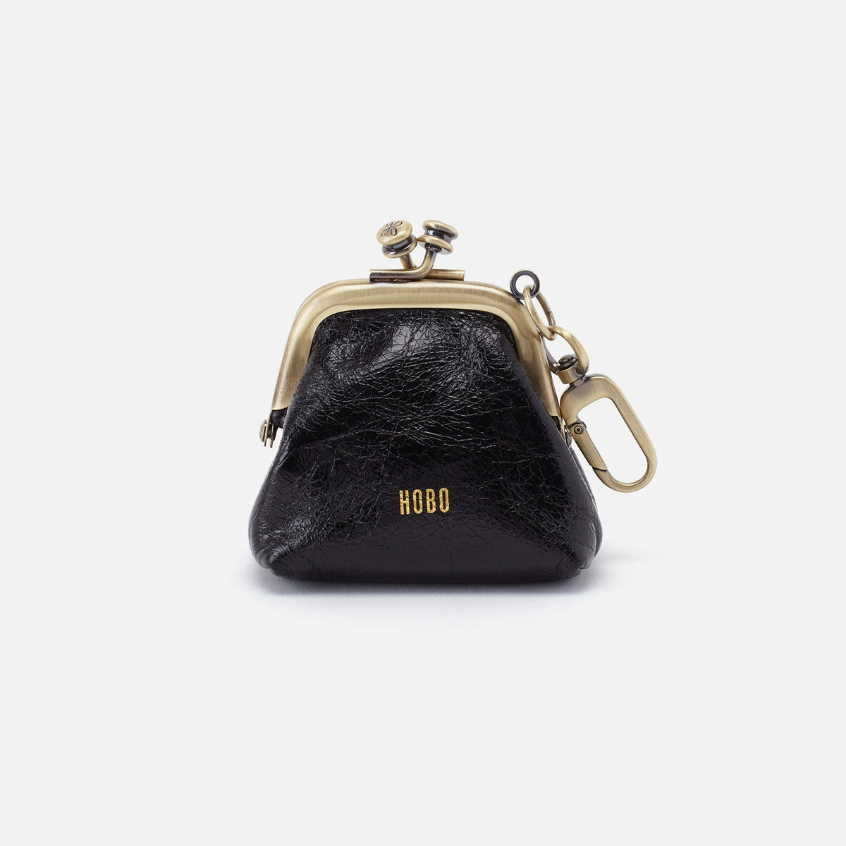 Run Frame Pouch In Polished Leather - Black | HOBO Smart Buy