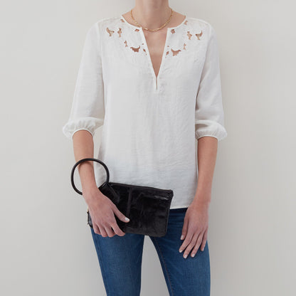 Sable Wristlet In Polished Leather - Black | HOBO Great Value