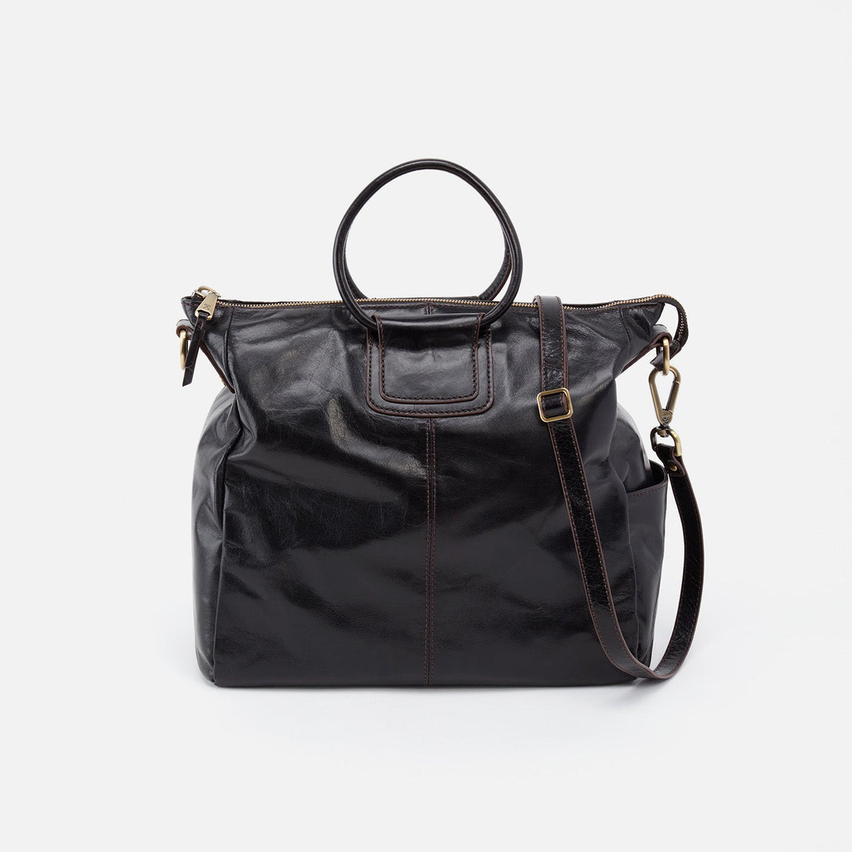 Sheila Large Satchel In Polished Leather - Black | HOBO Recommended