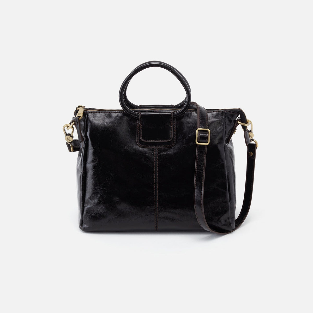 Sheila Medium Satchel In Polished Leather - Black | HOBO Trusted