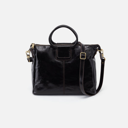 Sheila Medium Satchel In Polished Leather - Black | HOBO Trusted