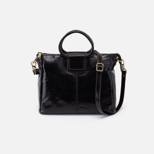 Sheila Medium Satchel In Polished Leather - Black | HOBO Trusted