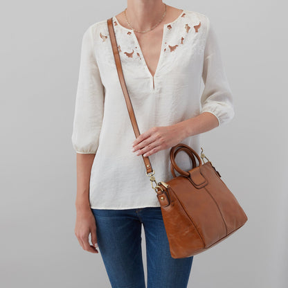 Sheila Medium Satchel In Polished Leather - Truffle | HOBO Value