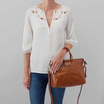 Sheila Medium Satchel In Polished Leather - Truffle | HOBO Value