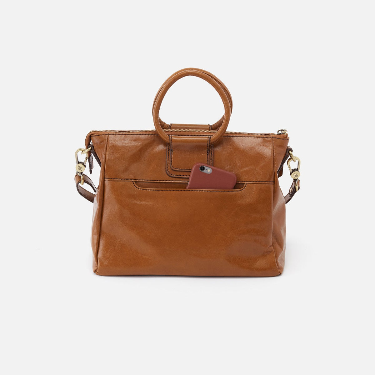 Sheila Medium Satchel In Polished Leather - Truffle | HOBO Value