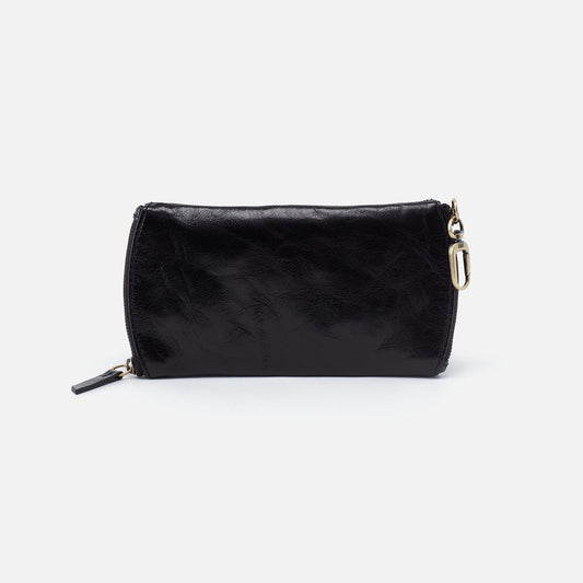 Spark Double Eyeglass Case In Polished Leather - Black | HOBO New