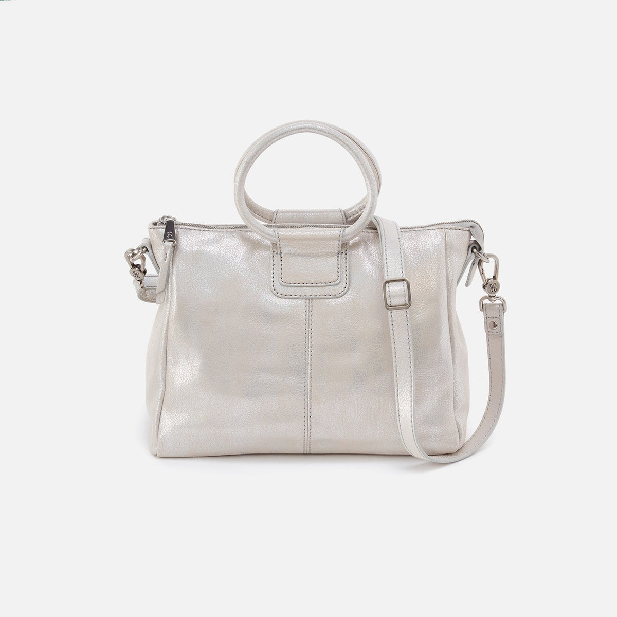 Sheila Medium Satchel In Metallic Leather - Silver | HOBO New