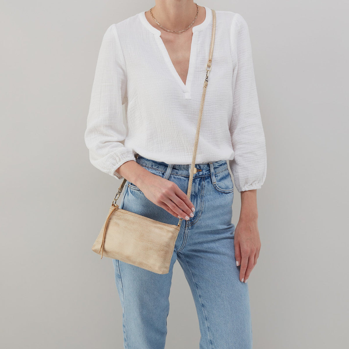 Darcy Crossbody In Metallic Leather - Gold Leaf | HOBO Best Price