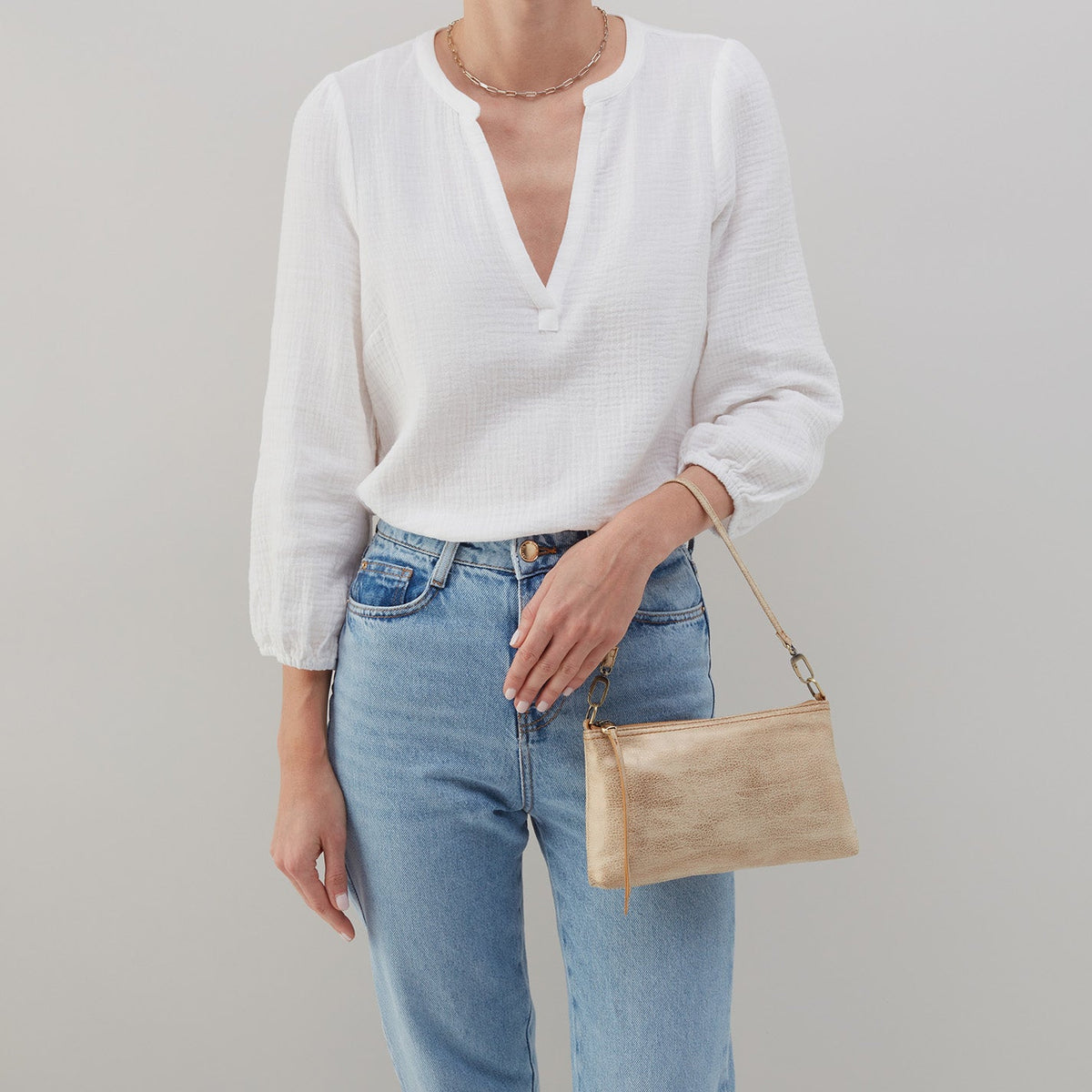 Darcy Crossbody In Metallic Leather - Gold Leaf | HOBO Best Price