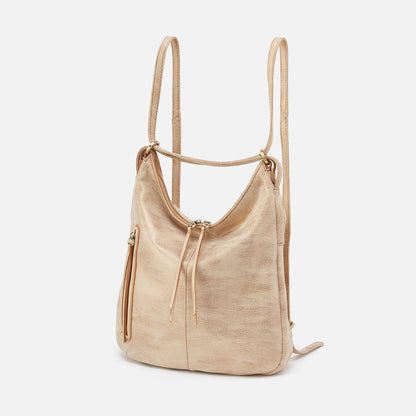 Merrin Convertible Backpack In Metallic Leather - Gold Leaf | HOBO Sale