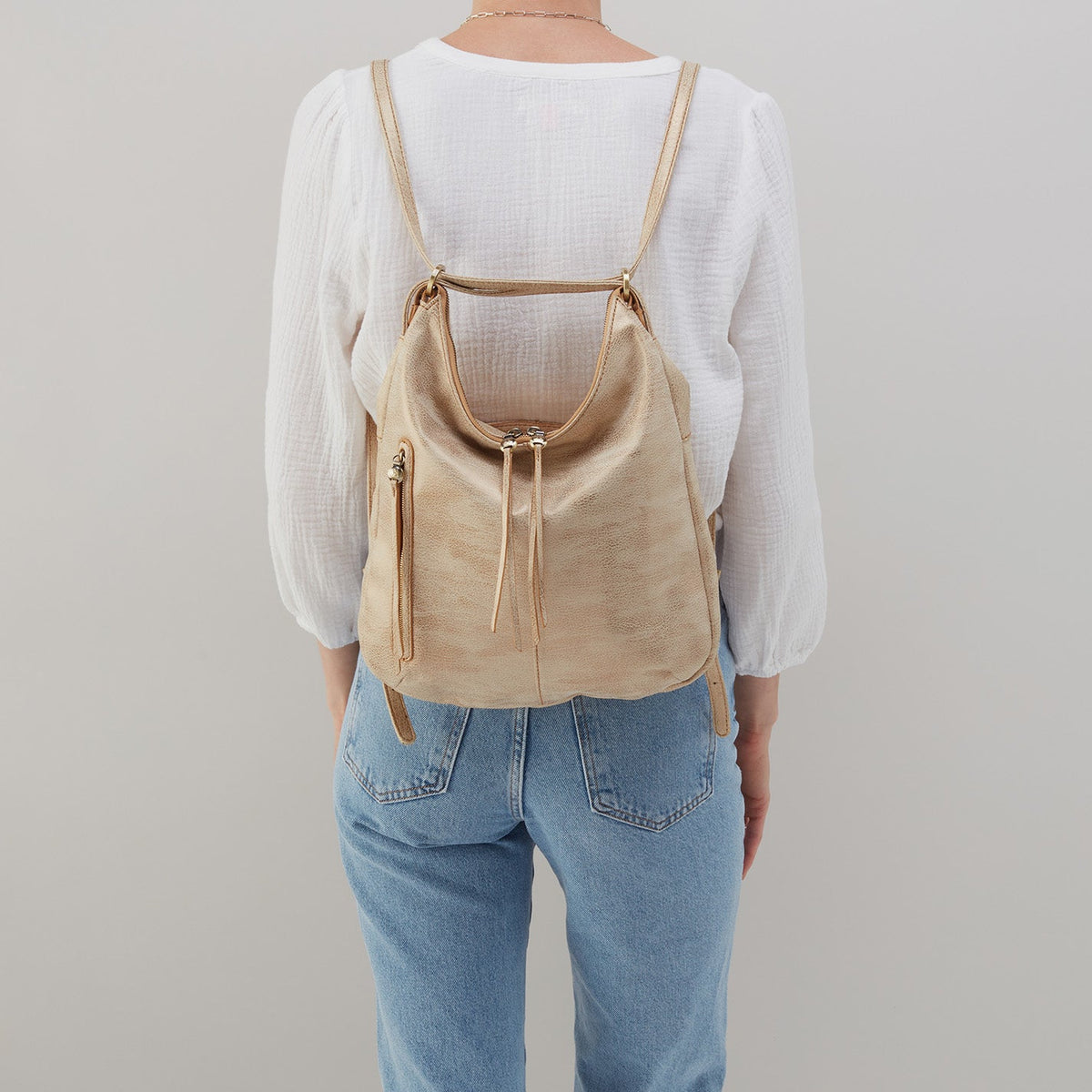 Merrin Convertible Backpack In Metallic Leather - Gold Leaf | HOBO Sale