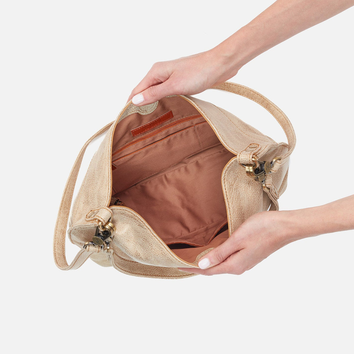 Pier Shoulder Bag in Metallic Leather - Gold Leaf | HOBO Customer Favorite