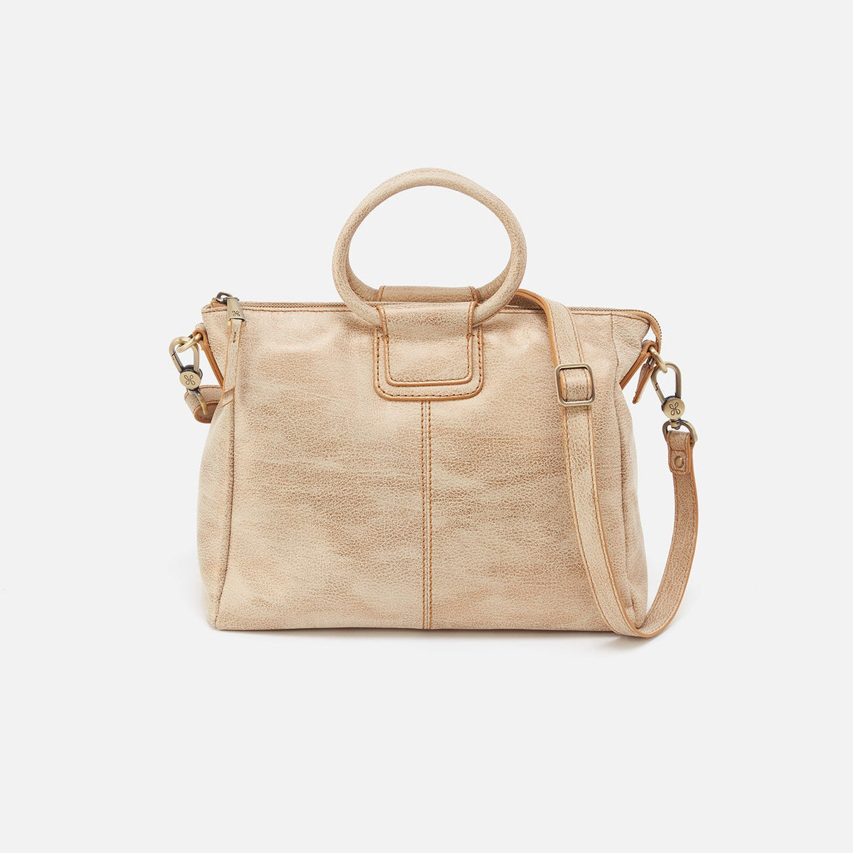 Sheila Medium Satchel In Metallic Leather - Gold Leaf | HOBO New
