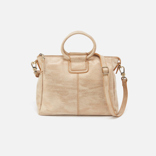Sheila Medium Satchel In Metallic Leather - Gold Leaf | HOBO New
