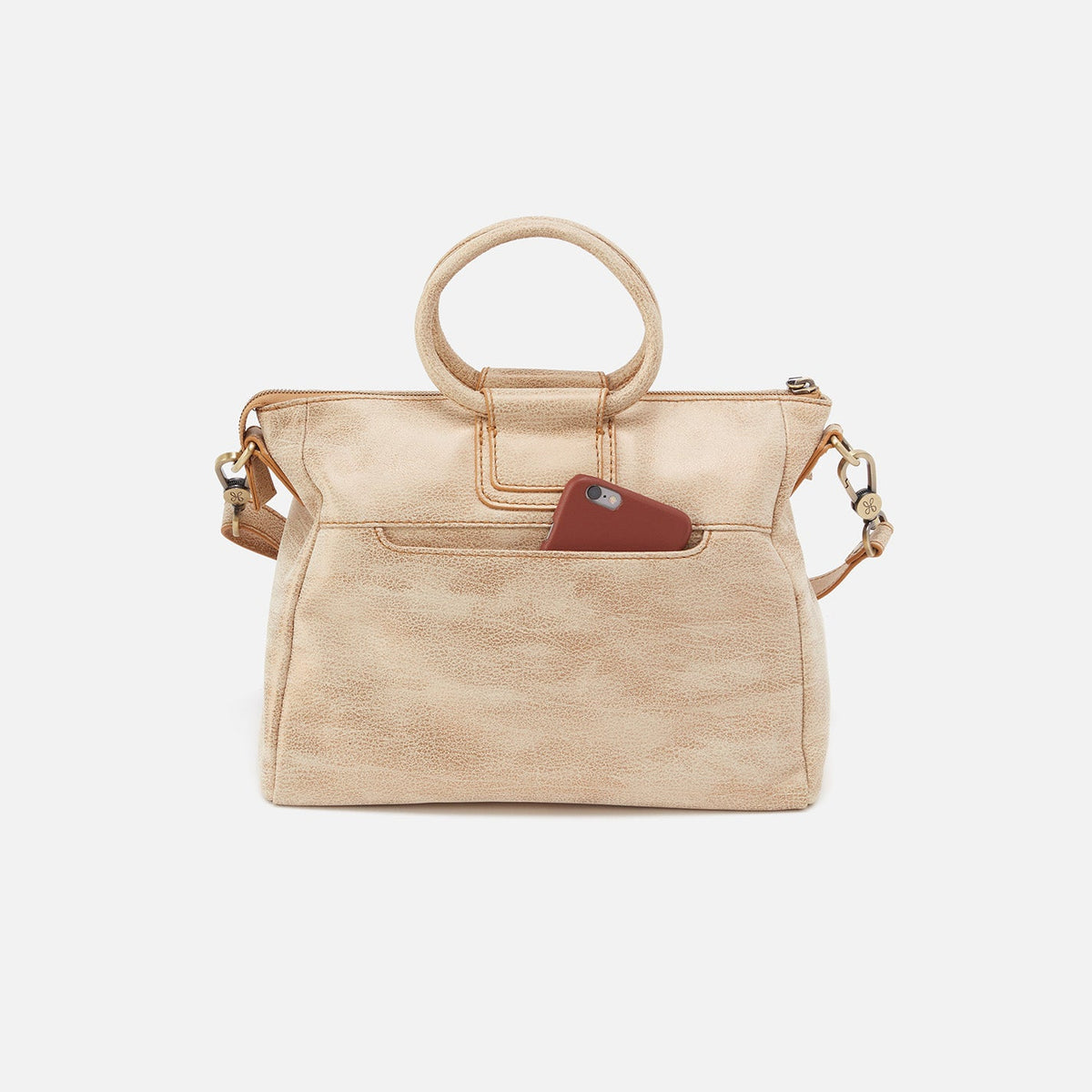 Sheila Medium Satchel In Metallic Leather - Gold Leaf | HOBO New