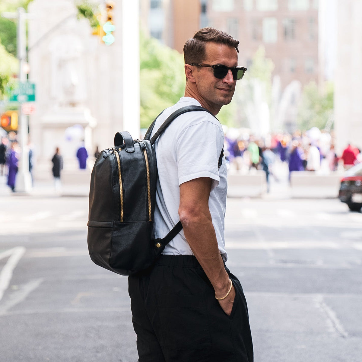 Maddox Backpack in Silk Napa Leather - Black | HOBO Recommended